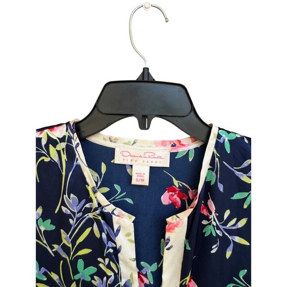 Oscar de la Renta Pink Label Floral Maxi Dress S/M Satin Trim Lounge Gown Luxury - Picture 2 of 11